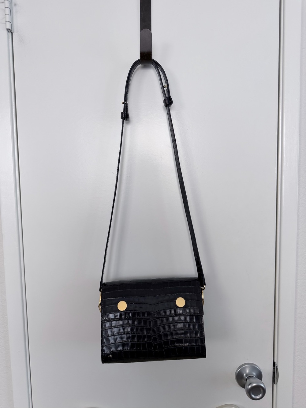 RSVP Navy  Croc-Embossed Crossbody Duo Bag with Gold Accents - Picture 4 of 14